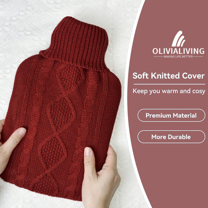2L Hot Water Bottle with Classic Knit Cover