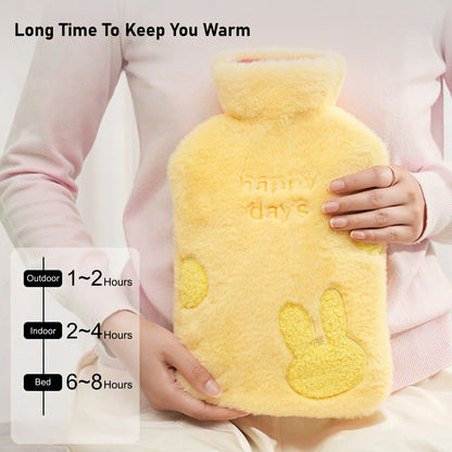 1.7L Hot Water Bottle with Faux Rabbit Fur Cover