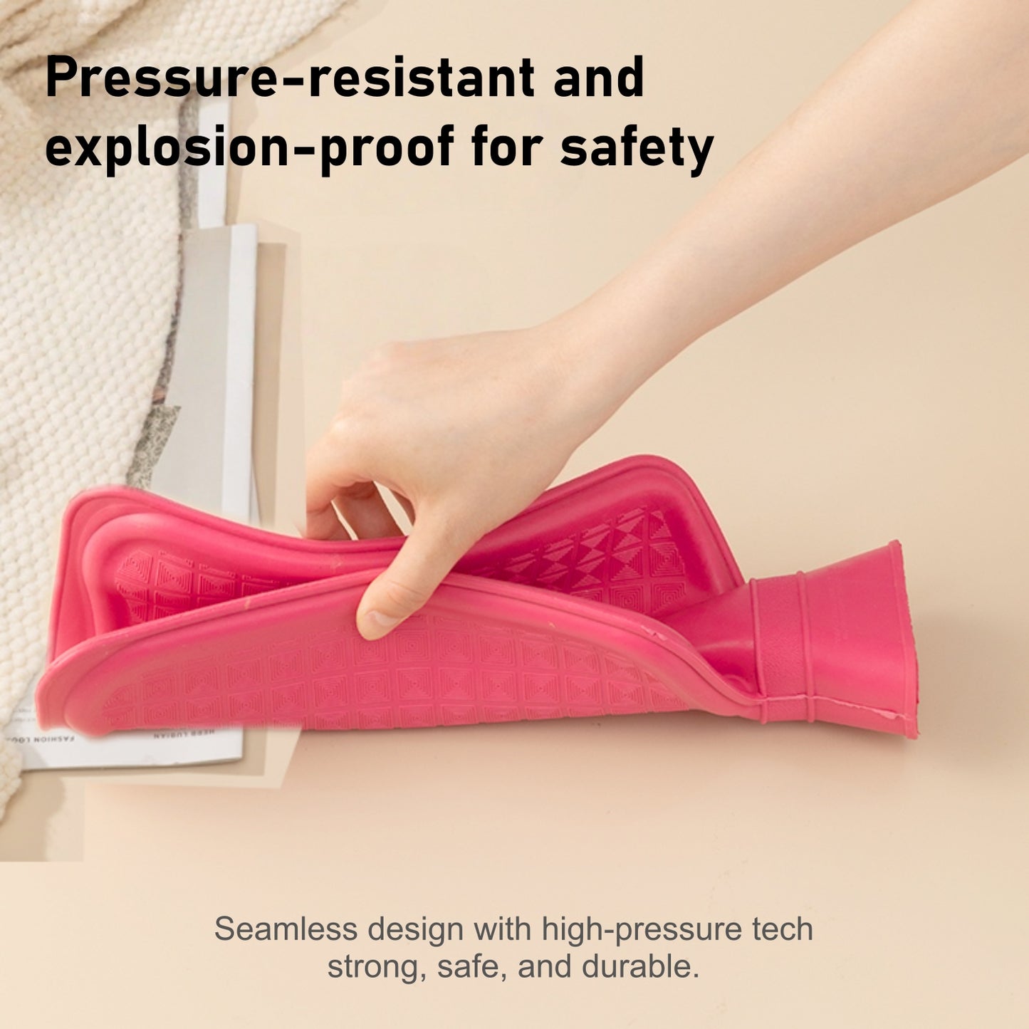 Hot Water Bottle with Velvet Plaid Cover for Pain & Comfort, 1700ML - OliviaLiving