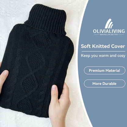 2L Hot Water Bottle with Classic Knit Cover