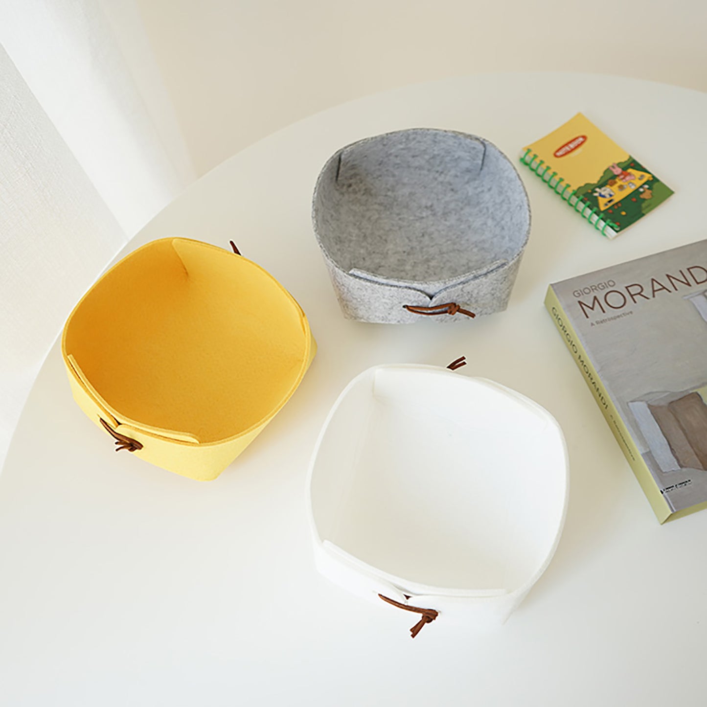 3-Pack Felt Valet Trays – Foldable Desktop Storage Basket for Home & Office