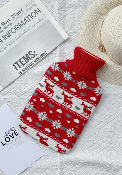 2L Hot Water Bottle with Nordic Reindeer Cover