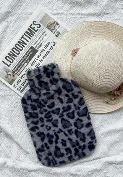 2L Hot Water Bottle with Plush Leopard Cover