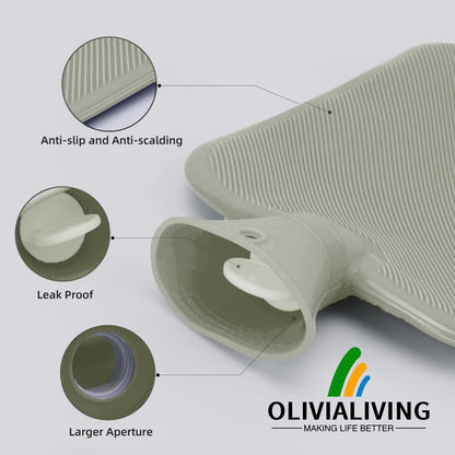 1L Hot Water Bottle with Striped Knit Cover – Compact PVC Hot Water Bag for Everyday Warmth & Comfort