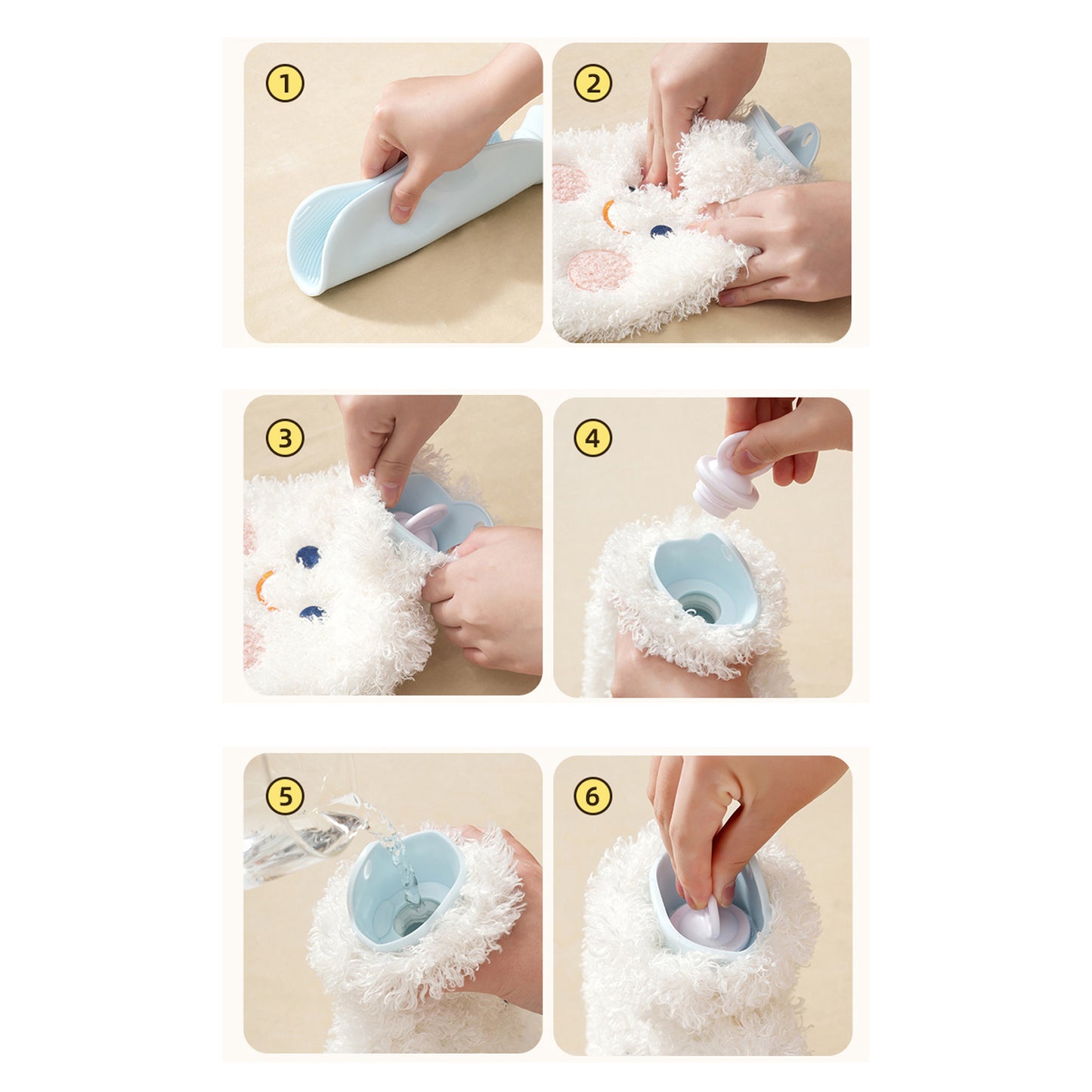 Hot Water Bottle for Pain Relief with Cute Plush Cover, 1L – OliviaLiving