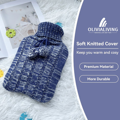 OliviaLiving Knitted Hot Water Bottle for Pain & Comfort