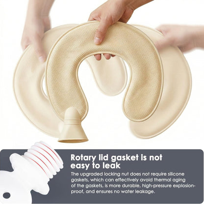 U-Shaped Hot Water Bottle with Soft Plush Cover