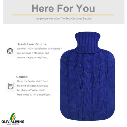 2L Hot Water Bottle with Classic Knit Cover – Six Colours