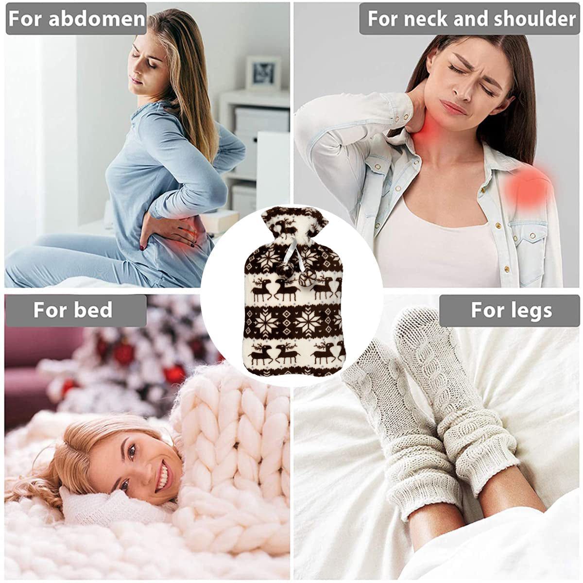 Hot Water Bottle with Flannel Cover for Pain & Comfort - OliviaLiving