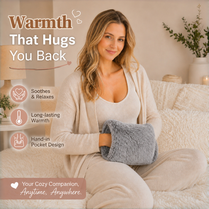 2L Hot Water Bottle with Hand Pocket & Soft Plush Cover