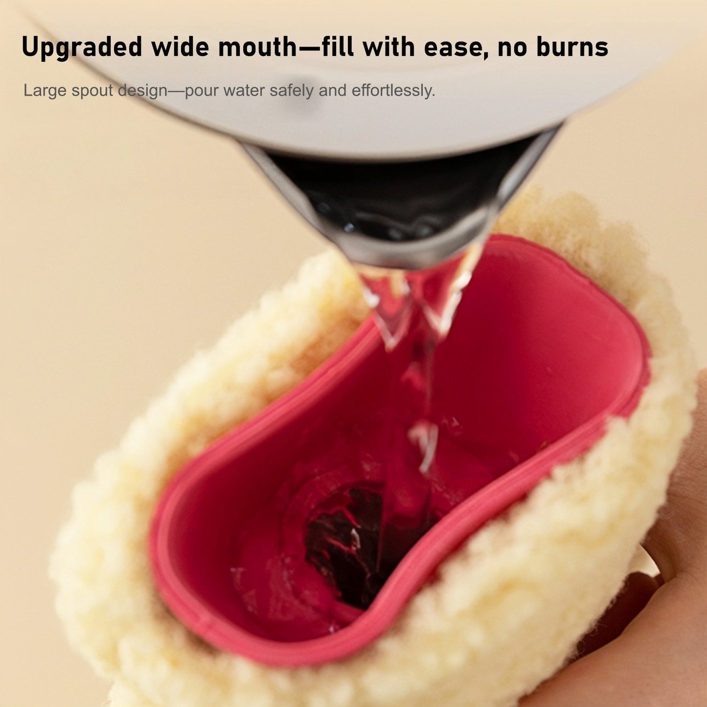 Hot Water Bottle with Imitation rabbit fur Cover for Pain & Comfort, 1700ML - OliviaLiving