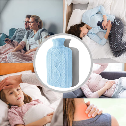 2L Hot Water Bottle with Classic Knit Cover