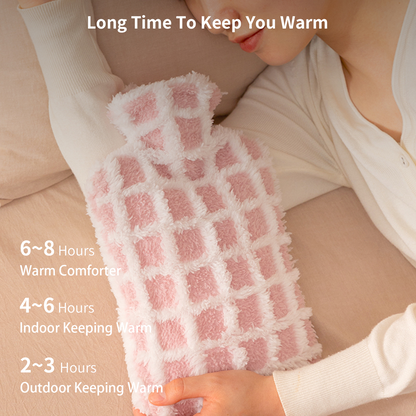 1.5L Hot Water Bottle with Soft Plush Cover – Classic Colours