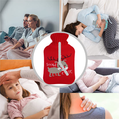 2L Hot Water Bottle with Nordic Deer Knit Cover – Classic