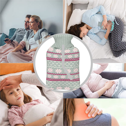 2L Hot Water Bottle with Classic Snowflake Cover