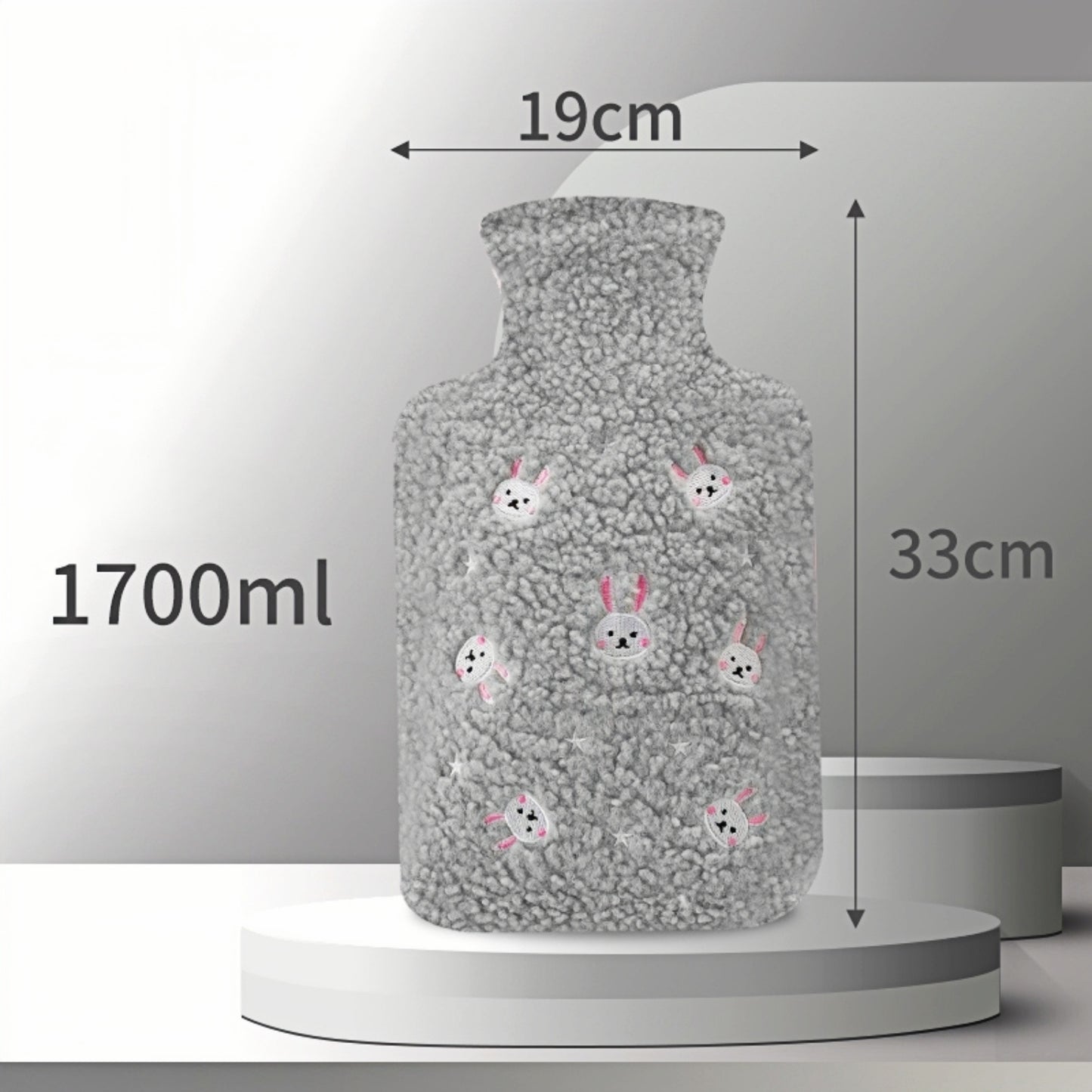 Hot Water Bottle with Flannel Cover for Pain & Comfort, 1700ML - OliviaLiving