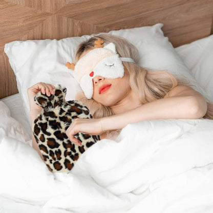 2L Hot Water Bottle with Plush Leopard Cover