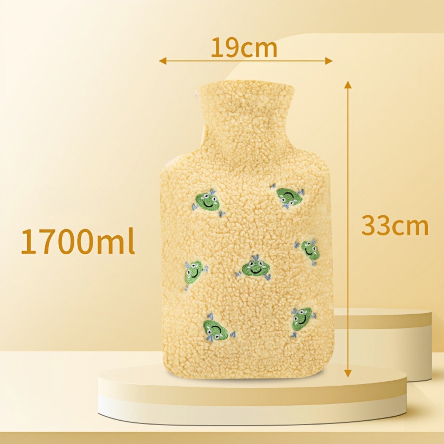 Hot Water Bottle with Flannel Cover for Pain & Comfort, 1700ML - OliviaLiving