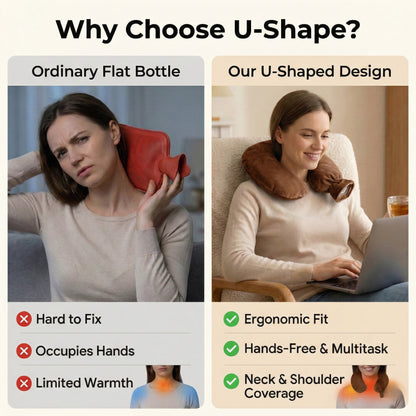 U-Shaped Hot Water Bottle with Soft Plush Cover