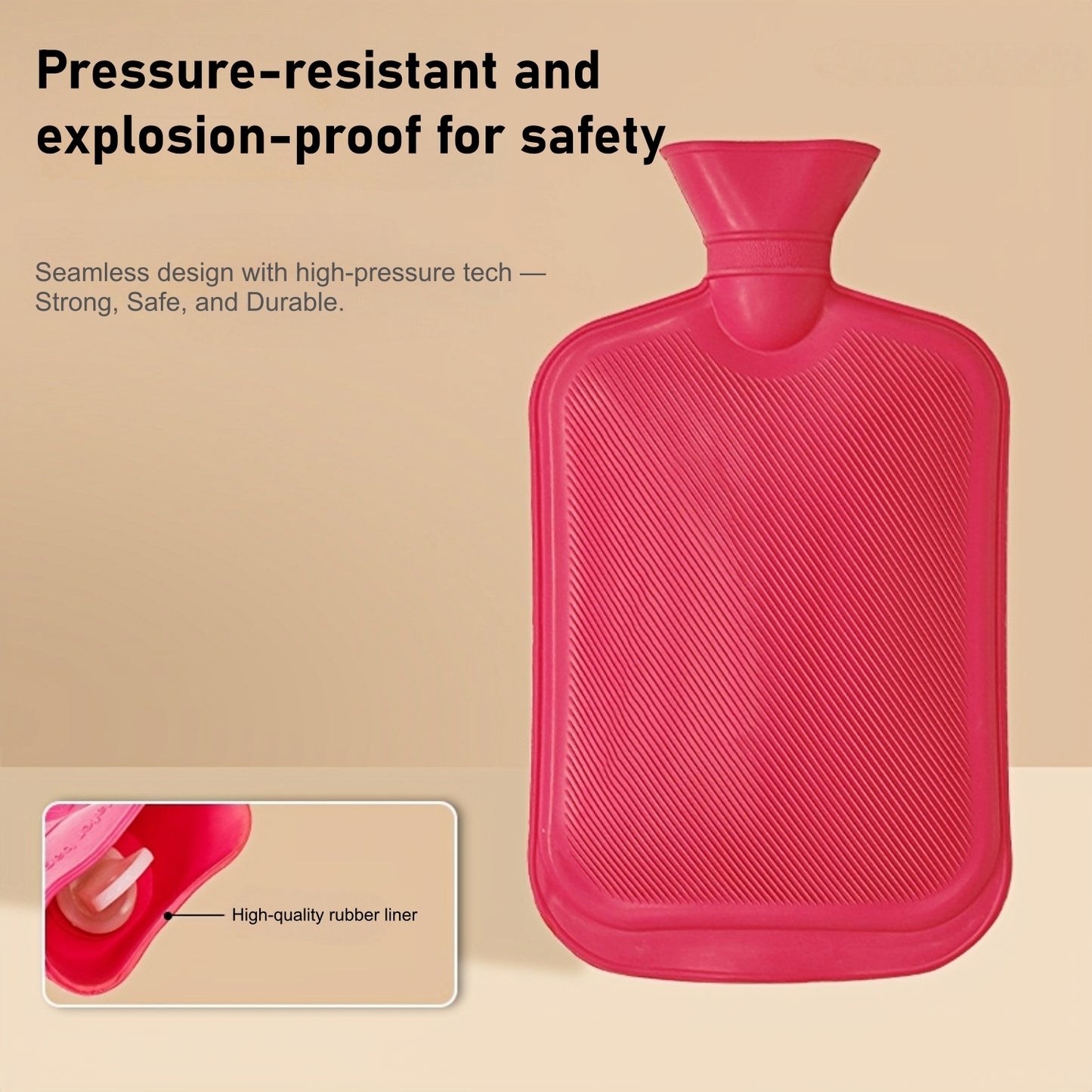 Hot Water Bottle with Imitation rabbit fur Cover for Pain & Comfort, 1700ML - OliviaLiving