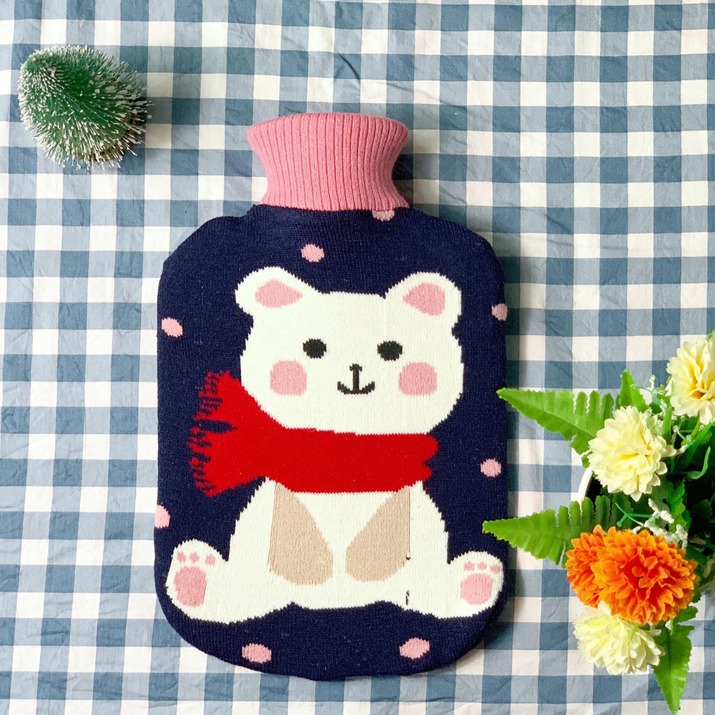 OliviaLiving Polar Bear Cover Hot Water Bottle for Kids, 2L