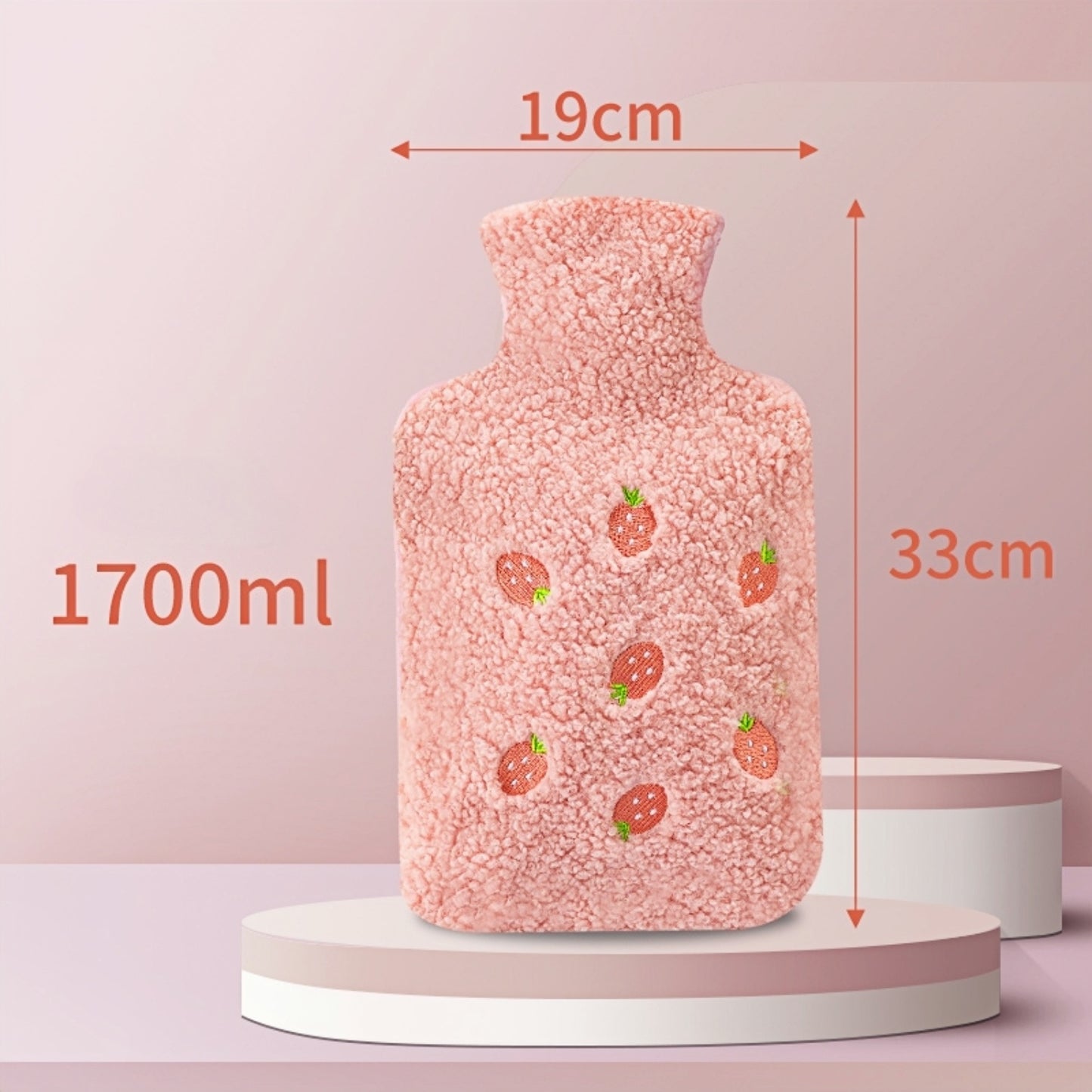 Hot Water Bottle with Flannel Cover for Pain & Comfort, 1700ML - OliviaLiving