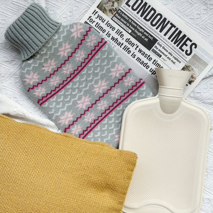 2L Hot Water Bottle with Classic Snowflake Cover