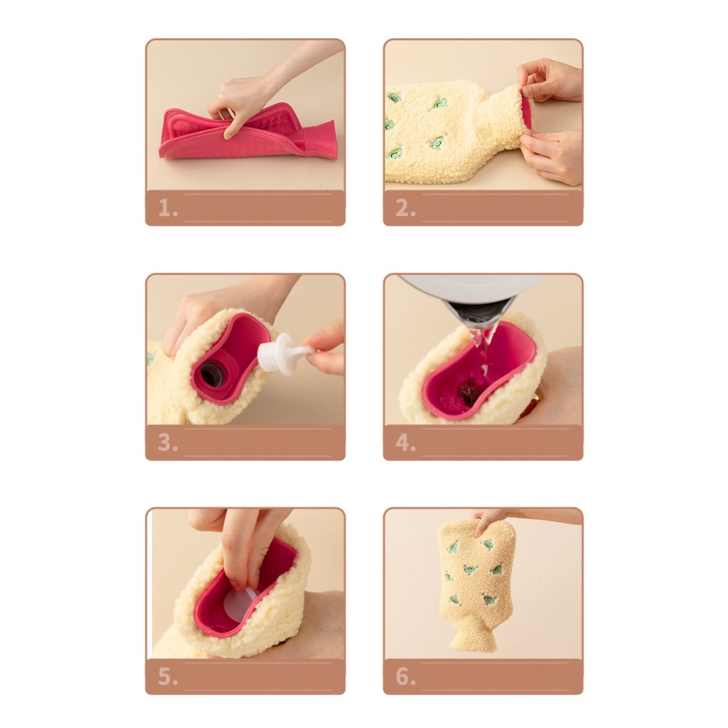 Hot Water Bottle with Flannel Cover for Pain & Comfort, 1700ML - OliviaLiving