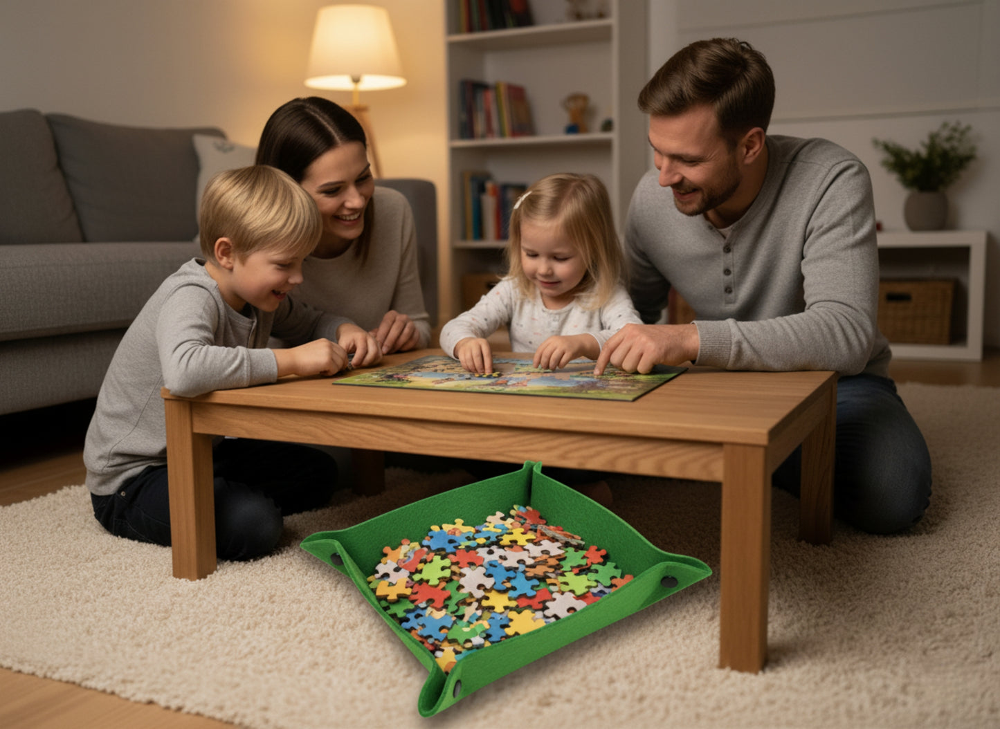 Felt Valet Tray Set (6-Pack) – Foldable Felt Desk Organizer Basket for Home, Office