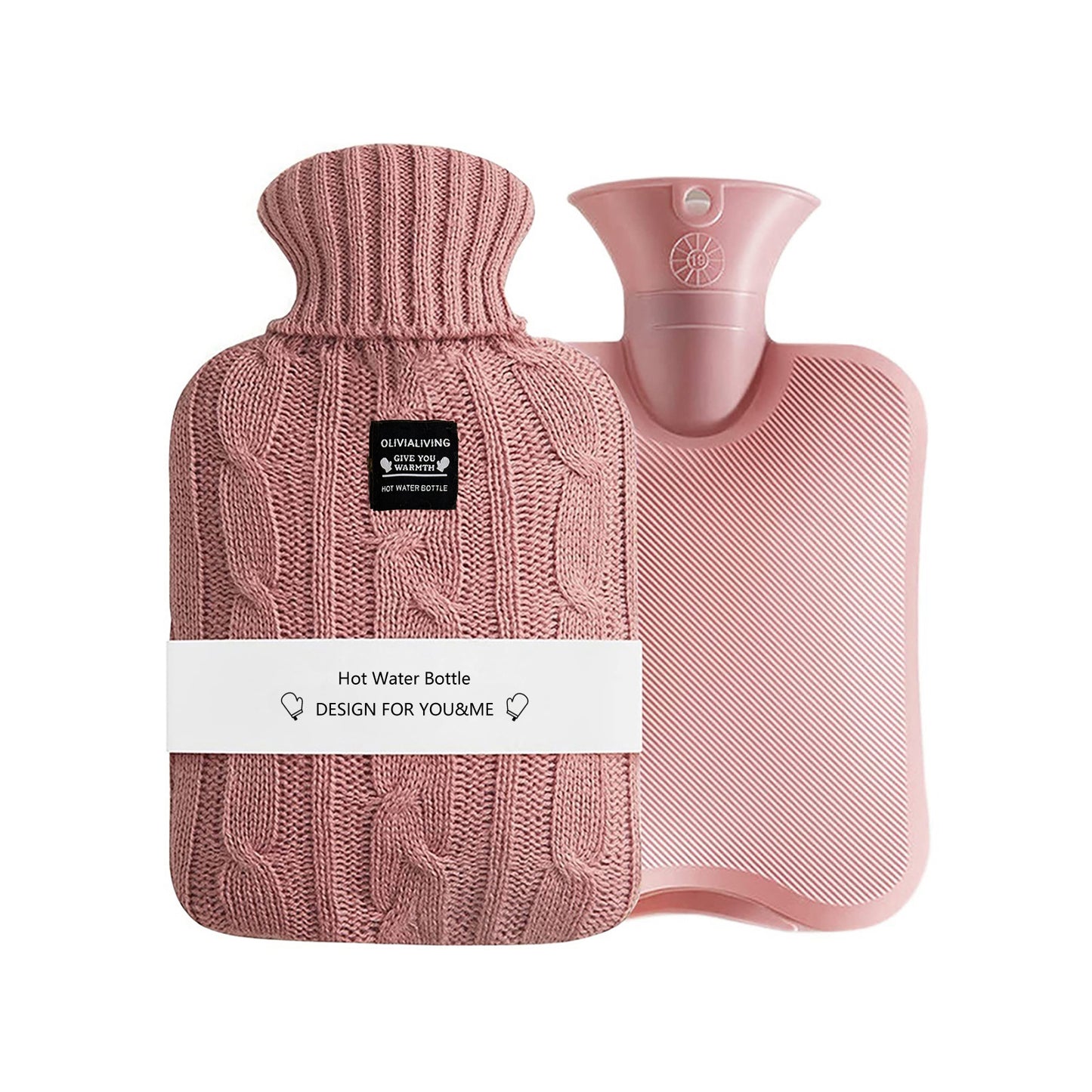 Large Capacity Hot Water Bottle with Knit Cover for Menstrual Cramps & Back Pain, 2L