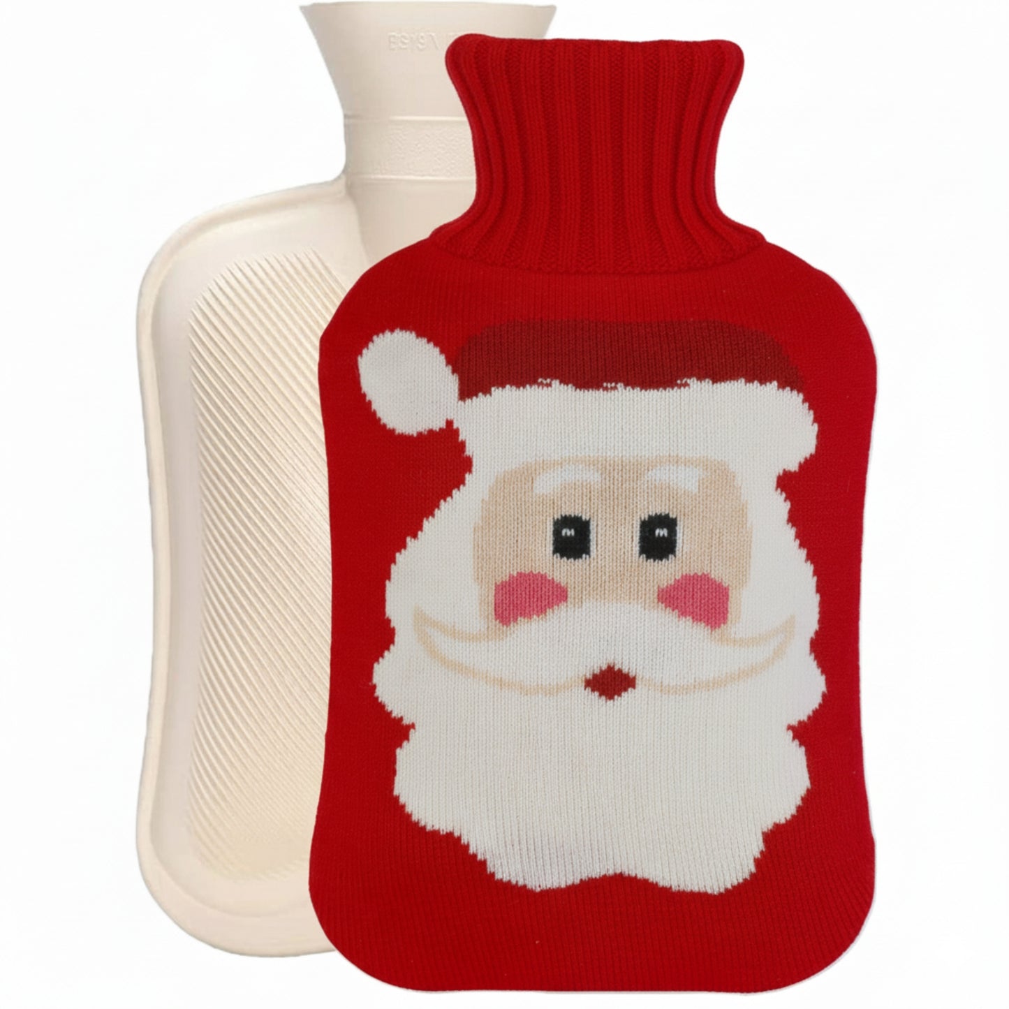 Cozy Nights Hot Water Bottle with Santa Claus Knitted Cover, 2L