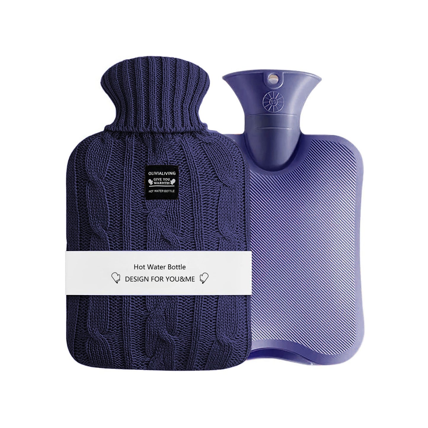Large Capacity Hot Water Bottle with Knit Cover for Menstrual Cramps & Back Pain, 2L