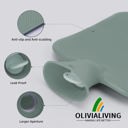 OliviaLiving hot water bottle for menstrual cramps and pain relief