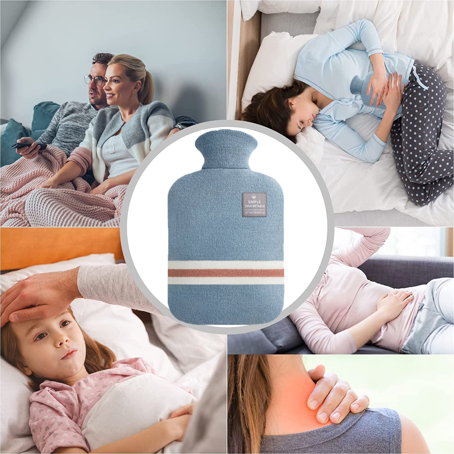 OliviaLiving hot water bottle for menstrual cramps and pain relief