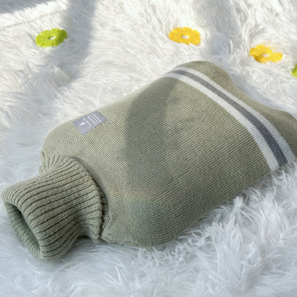OliviaLiving Classic 2L hot water bottle in Pea Green striped cover